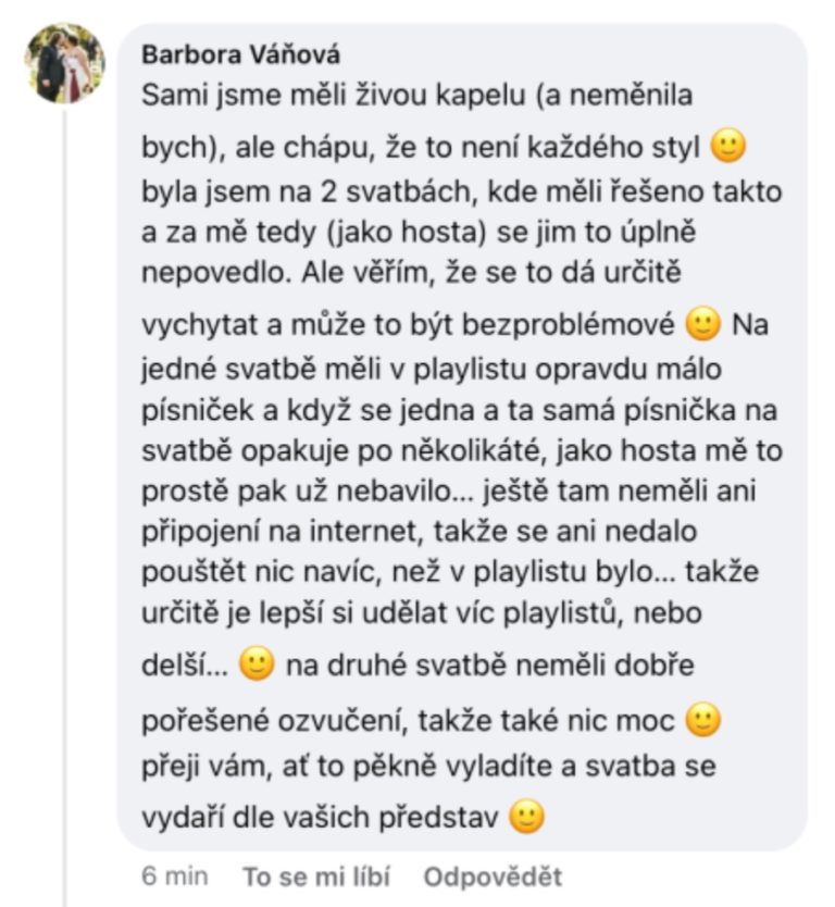 zkušenosti spotify svatba