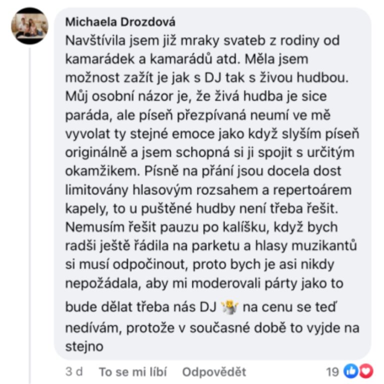 zkušenosti spotify svatba