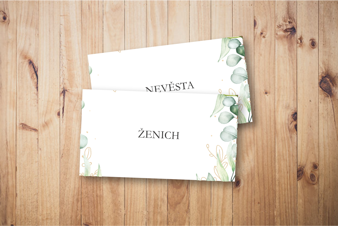 Svatební jmenovka na stůl nebo označení jídla na rautovém stole či sweet baru