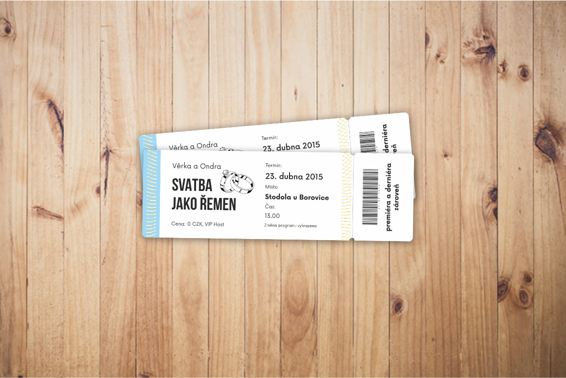 Svatební oznámení - vstupenka na koncert
