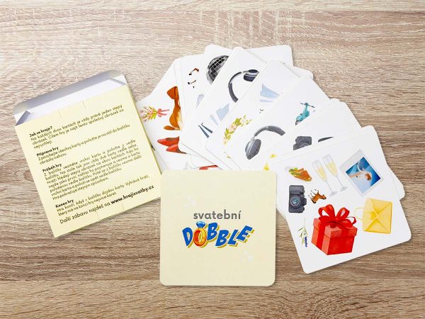 Svatební hra Dobble - 40 karet zábavy pro děti i dospělé ve svatebním stylu