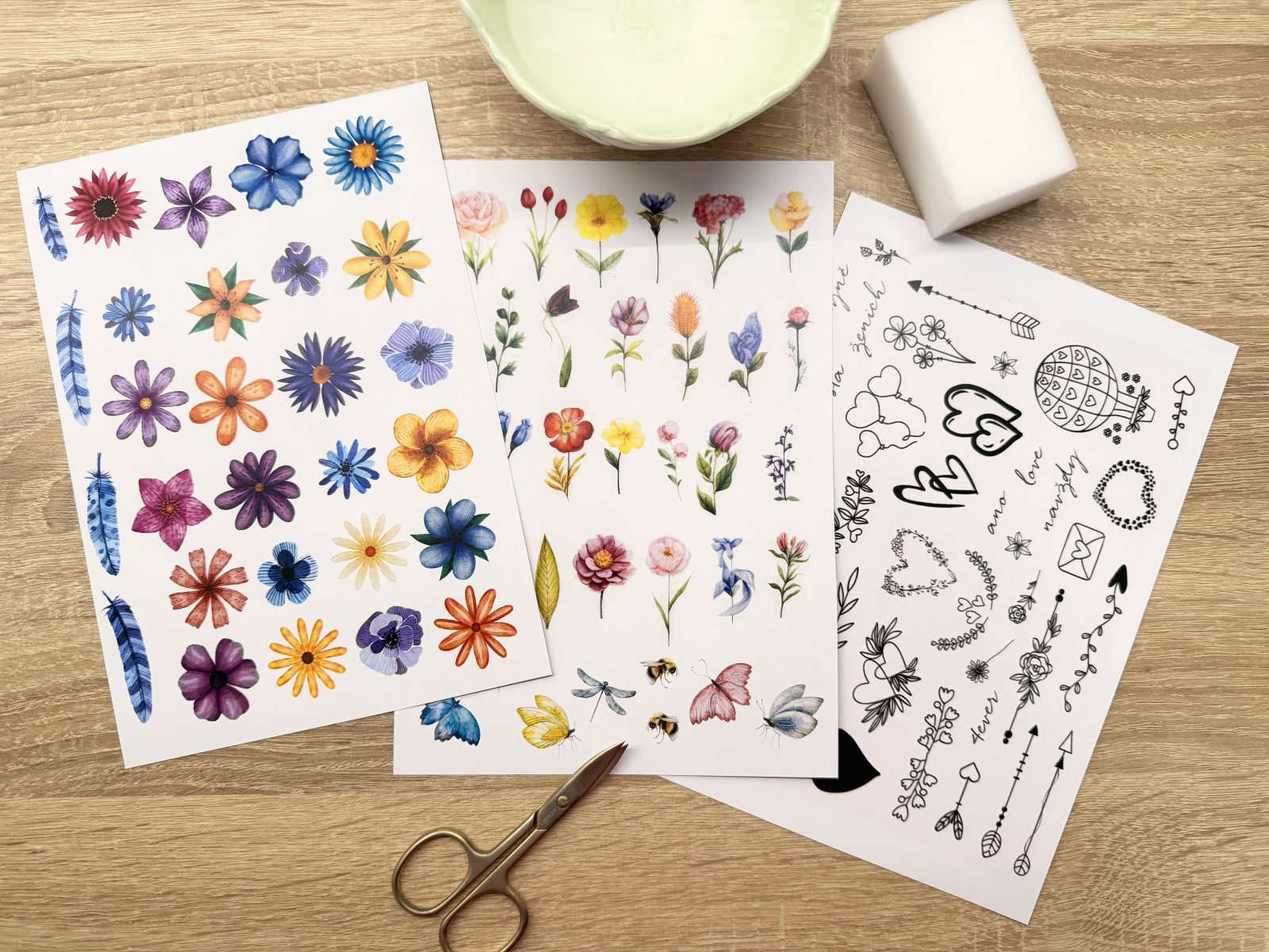 Dočasné svatební tetovačky (arch A5) Dočasné svatební tetování - vodní tetovačky