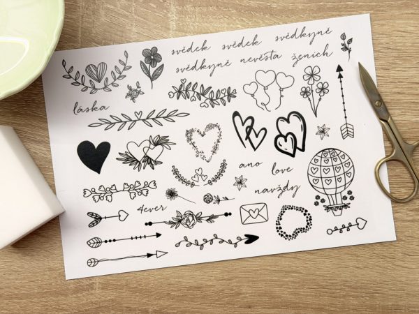 Dočasné svatební tetování - vodní tetovačky