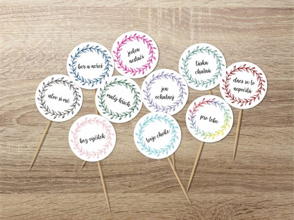 Svatební zápichy do dortíků - cupcake