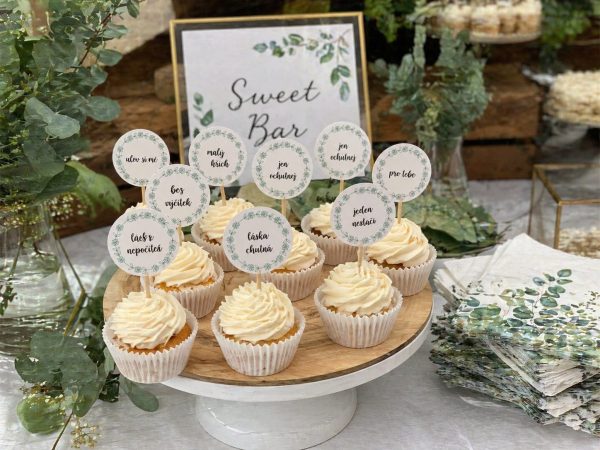 Svatební zápichy do dortíků - cupcake