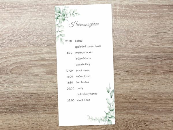 Svatební harmonogram - program dne